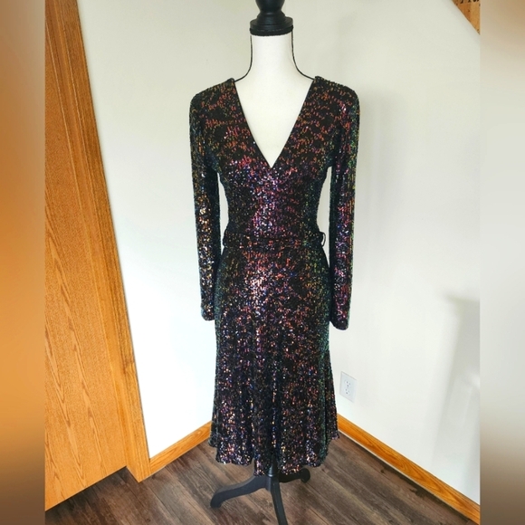 NWT Dress The Population Daphne Amber Elegant Multicolor Sequin Formal Dress - Picture 1 of 5